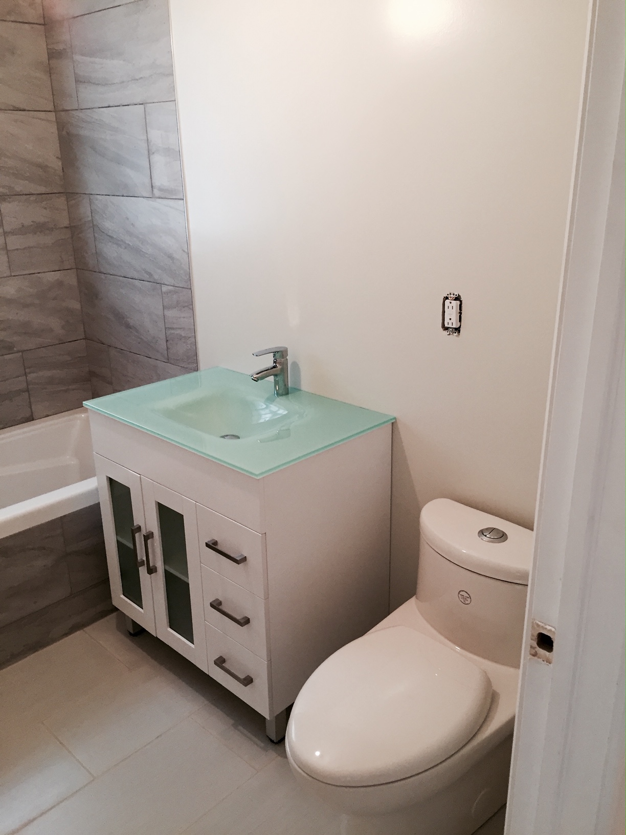 Bathroom vanity and toilet installation