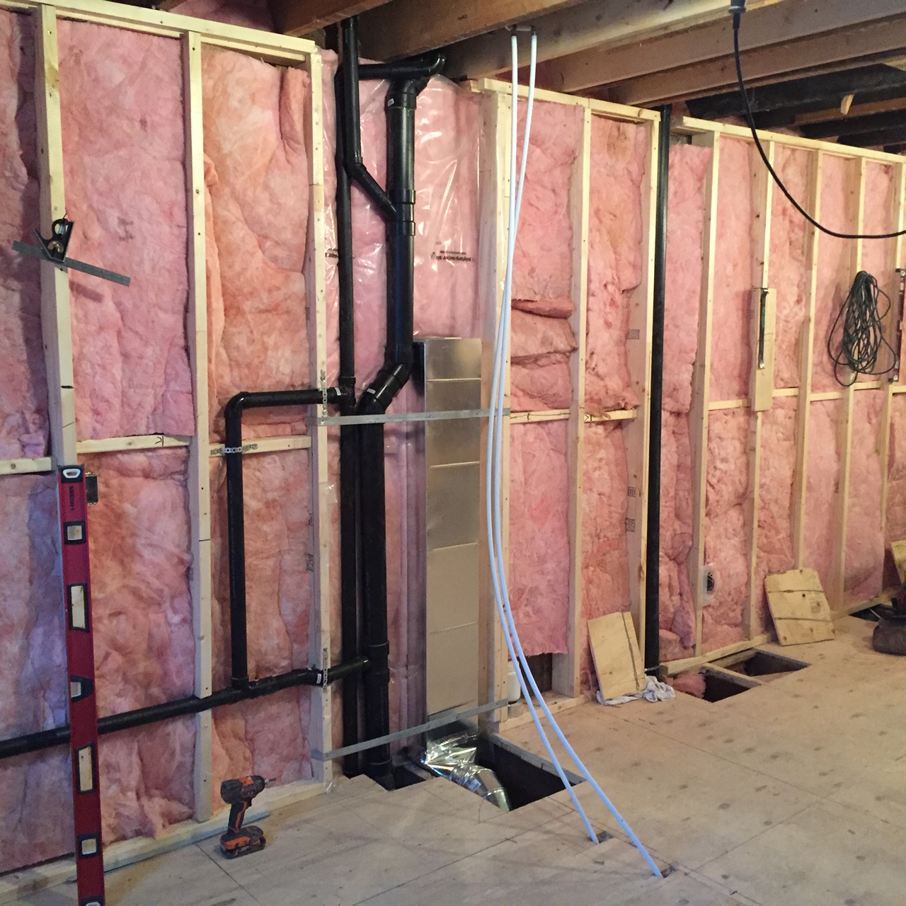 Rough-in plumbing for new bathroom