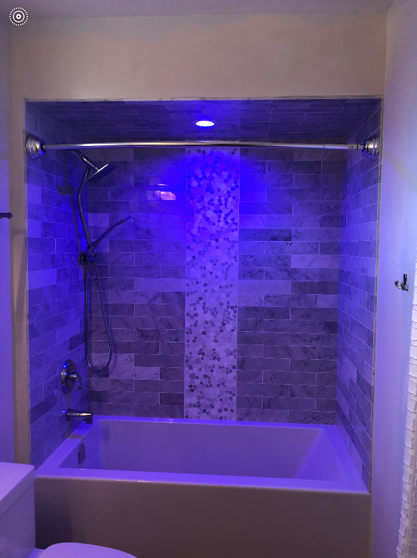Custom shower installation with LED lighting by Tom Day Plumbing